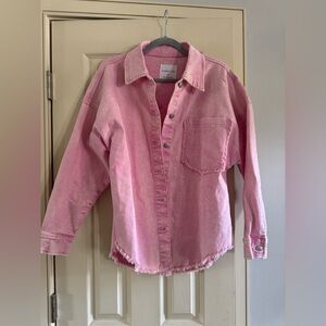 Celebrity Pink Button Down denim Shirt - Light Pink